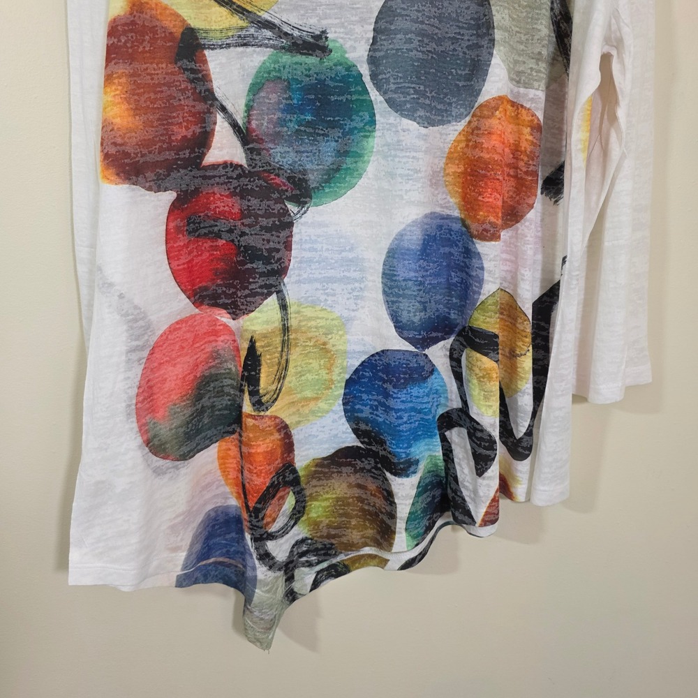 Jess & Jane Women Tunic Abstract Polka Dot Burnout asymmetrical Hem Multi 1X - Picture 11 of 12